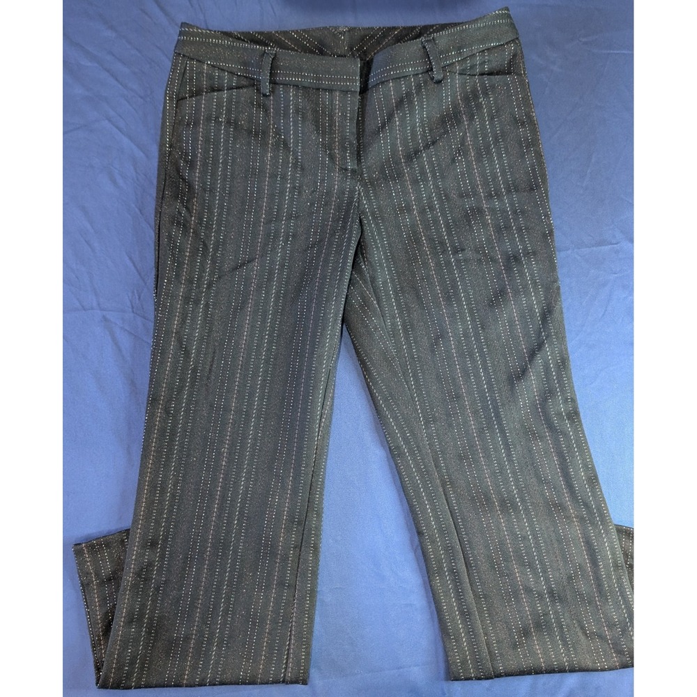Mixit Stretch Dress Pants Women's Size 8‎ Black Striped Metallic Career